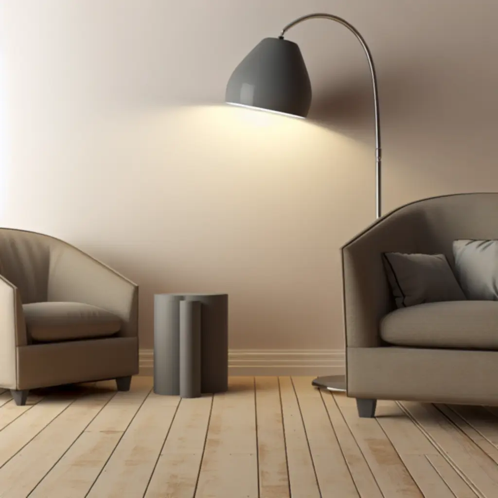 Wygodny fotel wypoczynkowy w naturalnej, jasnej tkaninie