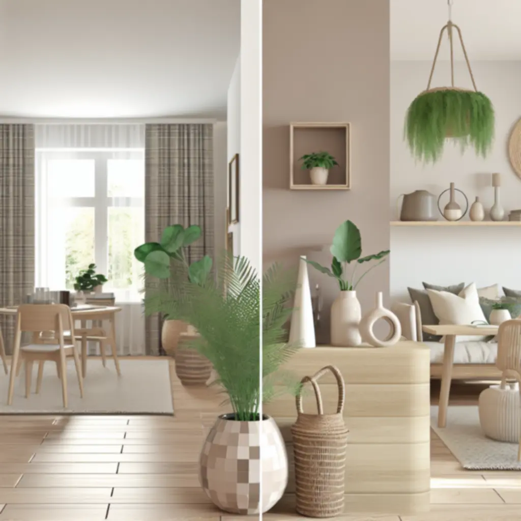 Przytulne wnętrze z naturalnymi dodatkami prezentujące wybrane kolekcje HomeMarketPL.