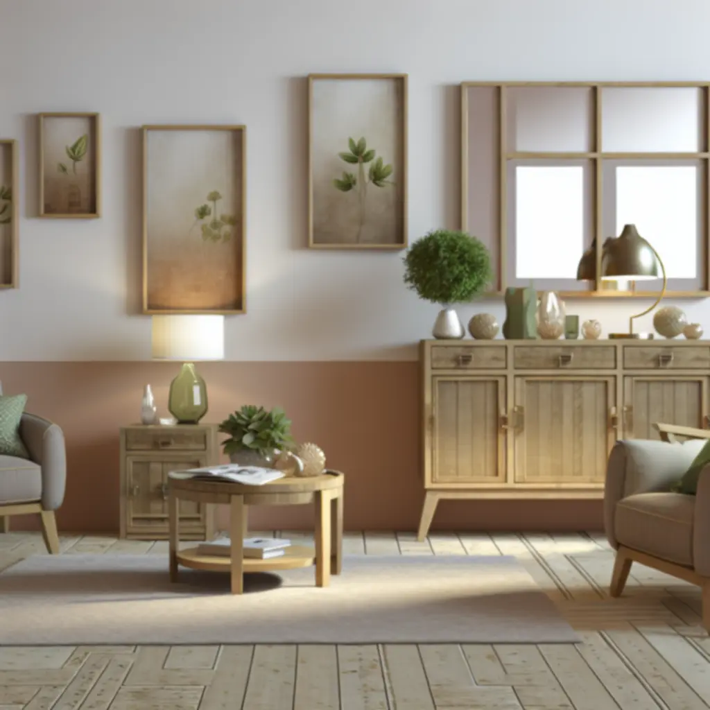 Spójna kolekcja mebli z naturalnymi wykończeniami i dodatkami