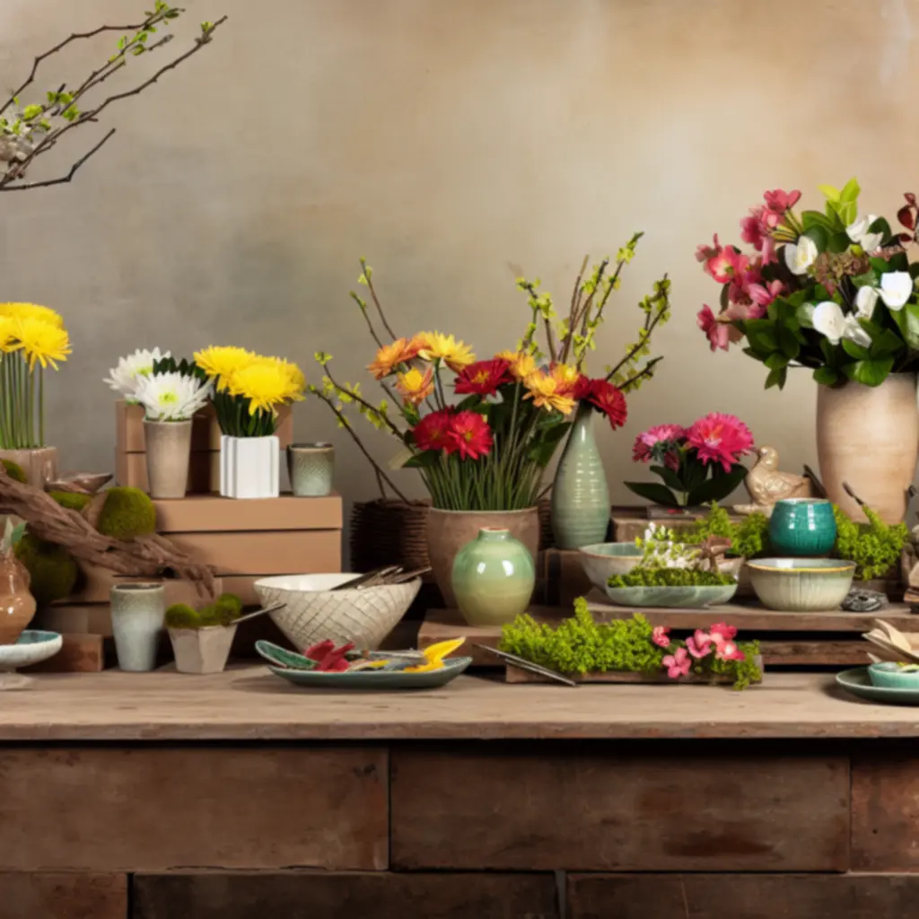 Sezonowo udekorowany stół z naturalnymi dodatkami.